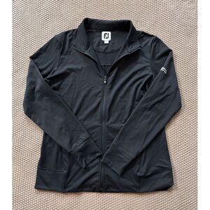 Footjoy Mens Pullover Jacket Black Golf Full Zip Long Sleeve Embroidered Sz M‎